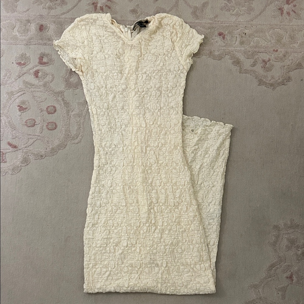 Forever 21 Fitted Cream Eyelet Dress